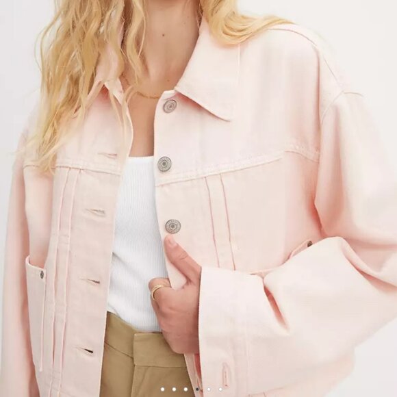 Levis Womens Tailored 90s Trucker Jean Jacket in Pink Mauve NEW - Picture 4 of 12